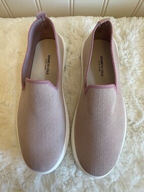 Kenneth Cole Pink Knit Slip-On Sneakers with White Sole